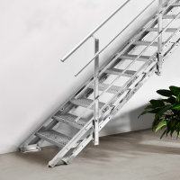 Escalier extérieur Hollywood avec palier et 1 rampe - 80cm, 310-375cm (16 marches + palier)