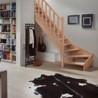 Escalier en bois Savoy 1/4 tournant avec rampe