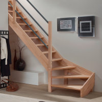 Escalier en bois Savoy 1/4 tournant avec rampe