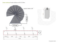 Escalier extérieur en colimaçon K2, 160cm, 288 - 376cm (15 marches + palier + tube suppl.)