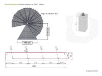 Escalier extérieur en colimaçon K2, 160cm, 324 - 423cm (17 marches + palier + tube suppl.)