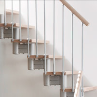 Escalier modulaire Manhattan 80cm,à droite,Polar-White (blanc),Railing NEW (parallèle),Hêtre foncé (wenge),255 - 345cm (14 marches)