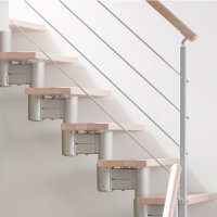 Escalier modulaire Manhattan 80cm,à droite,Polar-White (blanc),Railing NEW (parallèle),Hêtre foncé (wenge),255 - 345cm (14 marches)