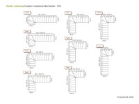 Escalier modulaire Manhattan 80cm,à droite,Polar-White (blanc),Railing NEW (parallèle),Hêtre foncé (wenge),255 - 345cm (14 marches)