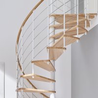 Escalier en colimaçon Caparo- 140cm, Polar-White (blanc), Hêtre clair (nature),  - 305,5cm (12 marches + palier)