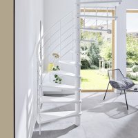 Escalier en colimaçon Caparo- 120cm, Polar-White (blanc), Hêtre blanc (white),  - 305,5cm (12 marches + palier)