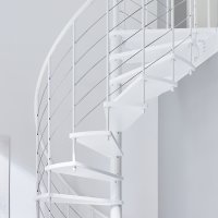 Escalier en colimaçon Caparo- 120cm, Polar-White (blanc), Hêtre blanc (white),  - 305,5cm (12 marches + palier)