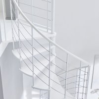 Escalier en colimaçon Caparo- 120cm, Polar-White (blanc), Hêtre blanc (white),  - 305,5cm (12 marches + palier)