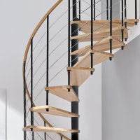 Escalier en colimaçon Caparo- 120cm, Brilliant-Black (noir), Hêtre clair (nature),  - 305,5cm (12 marches + palier)