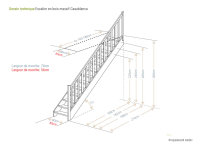 Escalier en bois Casablanca sans rampe- 74cm, hêtre massif, sans contremarches, - 280cm (13 marches)