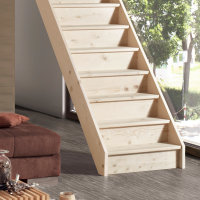 Escalier en bois Casablanca sans rampe- 74cm, hêtre massif, sans contremarches, - 280cm (13 marches)