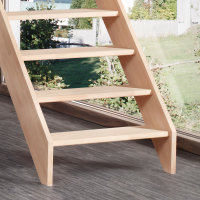 Escalier en bois Casablanca sans rampe- 52cm, hêtre massif, avec contremarches, - 302cm (13 marches + socle)