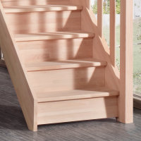 Escalier en bois Casablanca avec rampe- 74cm, épicéa massif, sans contremarches, - 302cm (13 marches + socle)