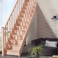 Escalier en bois Casablanca avec rampe- 52cm, épicéa massif, sans contremarches, - 280cm (13 marches)