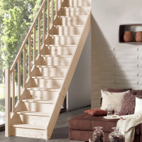 Escalier en bois Casablanca avec rampe- 74cm, épicéa massif, avec contremarches, - 280cm (13 marches)