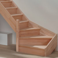 Escalier en bois Savoy 1/4 tournant avec rampe- tournant à gauche, épicéa massif, avec contremarches, - 280cm (14 marches)