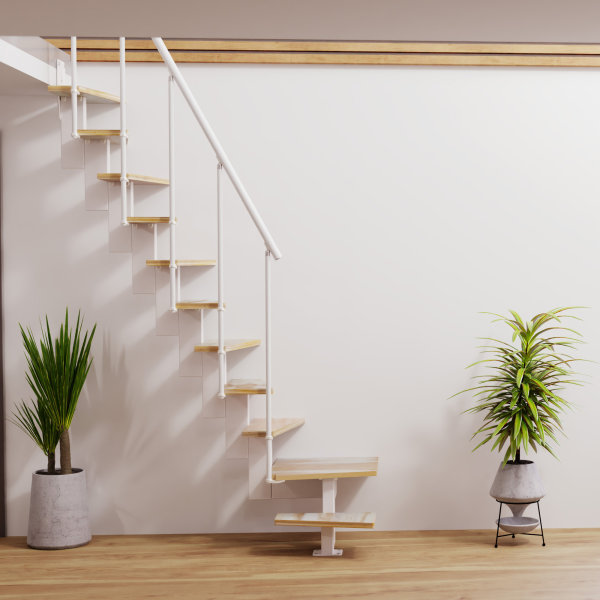 Escalier modulaire Edge PLUS - Blanc, - 284cm (10 marches + palier)