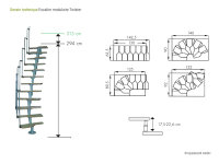 Escalier japonais modulaire Twister Italo-Silver (argent),Hêtre massiv,-292,5cm (12 marches)