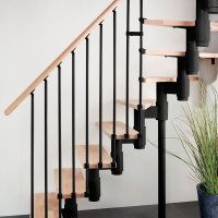 Escalier modulaire Torino Brilliant-Black (noir),221 - 299cm (12 marches),à droite