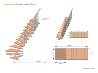 Escalier modulaire Torino Brilliant-Black (noir),221 - 299cm (12 marches),à droite