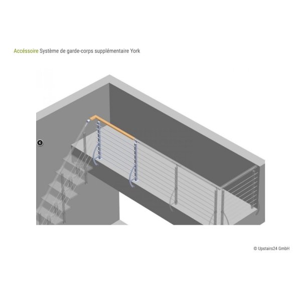 Balustrade Escalier modulaire York - Kit de démarrage, Italo-Silver (argent), Hêtre clair (nature)