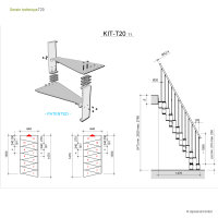 Escalier gain de Place T20, - 276cm (11 marches), peint noir