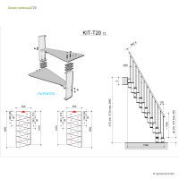 Escalier gain de Place T20, - 276cm (11 marches), peint noir