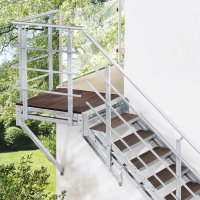 Escalier extérieur Hollywood WPC avec palier et 1 rampe - 80cm, 103-133cm (5 marches + palier), Anthracite