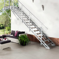 Escalier extérieur Hollywood WPC avec palier et 1 rampe - 80cm, 103-133cm (5 marches + palier), Anthracite