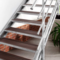 Escalier extérieur Hollywood WPC avec palier et 1 rampe - 80cm, 103-133cm (5 marches + palier), Anthracite