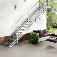 Escalier extérieur Hollywood WPC avec palier et 1 rampe - 80cm, 103-133cm (5 marches + palier), Anthracite