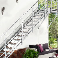 Escalier extérieur Hollywood WPC avec palier et 1 rampe - 80cm, 238-287cm (12marches + palier), Anthracite