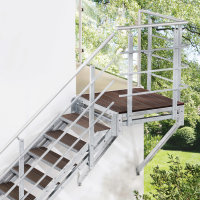 Escalier extérieur Hollywood WPC avec palier et 1 rampe - 80cm, 238-287cm (12marches + palier), Anthracite