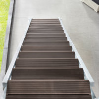 Escalier extérieur Hollywood WPC sans rampe - 80cm, 57 - 93cm (3 marches), Marron